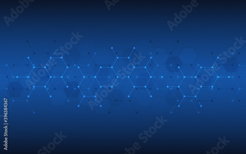 Fototapeta Naklejka Na Ścianę i Meble -  Abstract background of molecules. Molecular structures or chemical engineering, genetic research, innovation technology. Scientific, technical or medical concept.