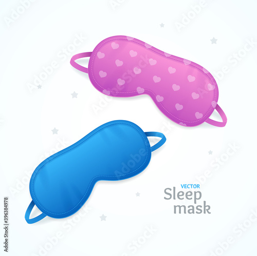Realistic Detailed 3d Color Sleep Mask Concept Card. Vector