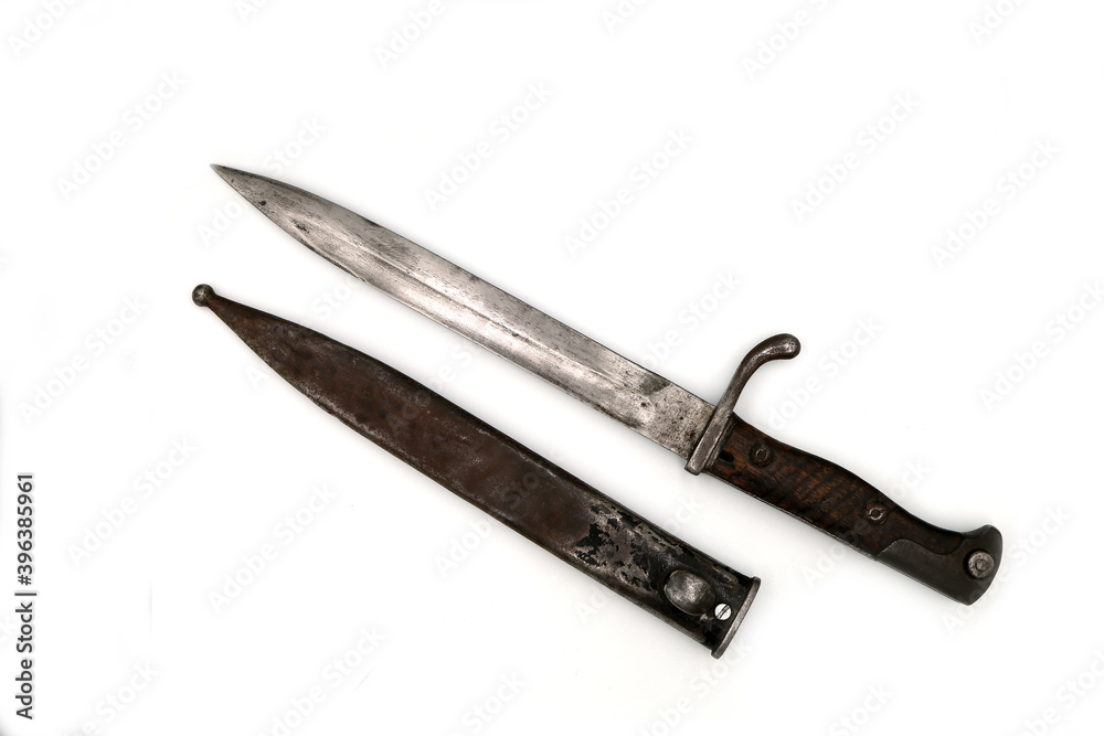 bayonet and scabbard on a white background bayonet and scabbard on a white background