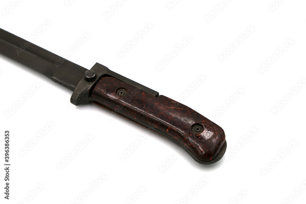 handle and guard of bayonet-knife on a white background handle and guard of bayonet-knife on a white background