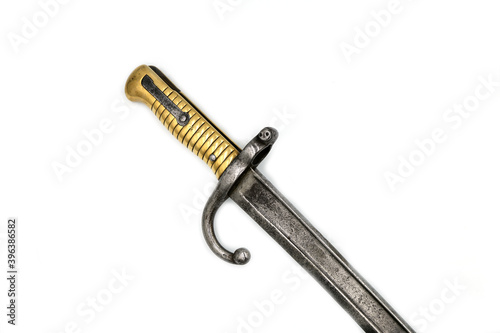 handle and guard of bayonet-knife on a white background