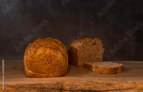 freshly baked bread on wood