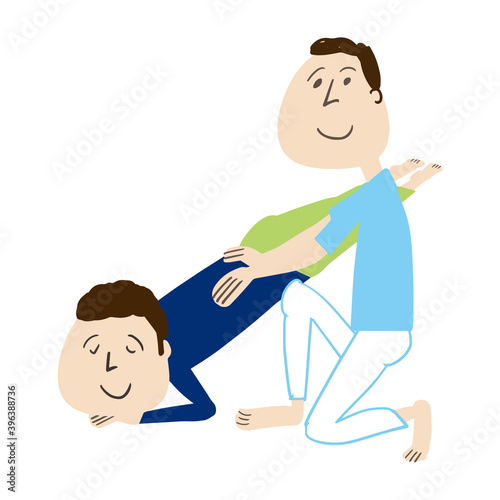 Men who receive a comfortable massage and men who are masseurs