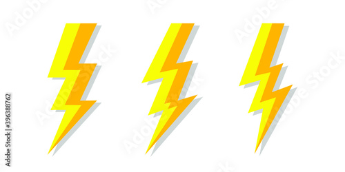 Set of thunder and lighting logo sign icon set. Vector illustration.