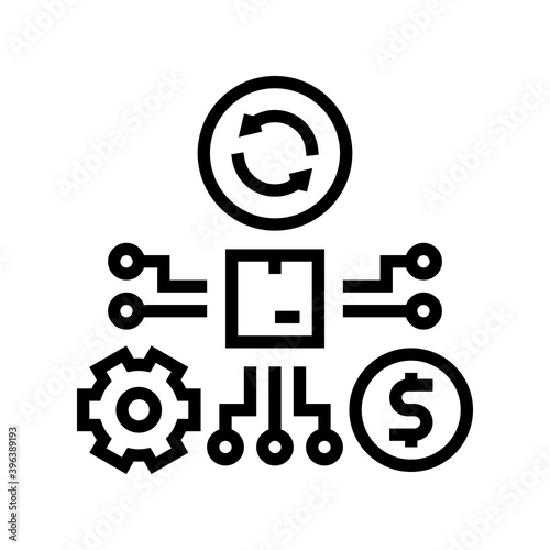 manufacturing and selling process line icon vector. manufacturing and selling process sign. isolated contour symbol black illustration