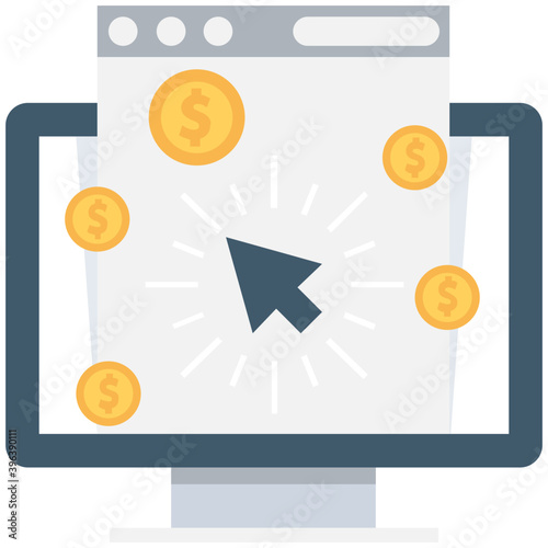 
Online Earning Flat Vector Icon 
