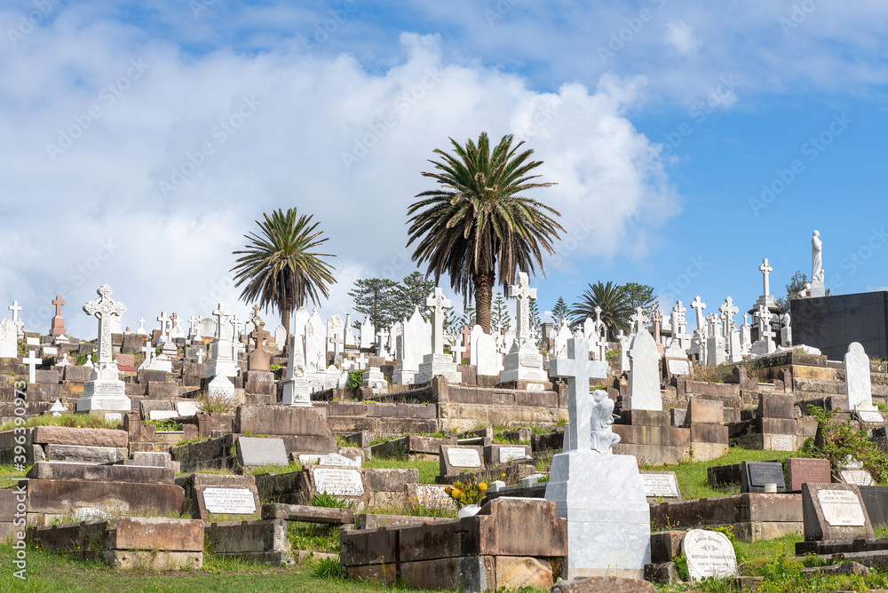 Sydney, Australia - Graves in Waverley cemetery, Bronte. It is noted for its Victorian and Edwardian monuments.