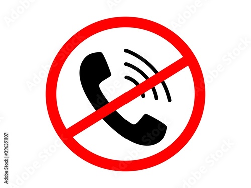 Ban on telephone conversations. Black tube with sound waves in red circle with crossed line it forbidden to enter by phone observe silence in room with request turn off mobile vector devices.