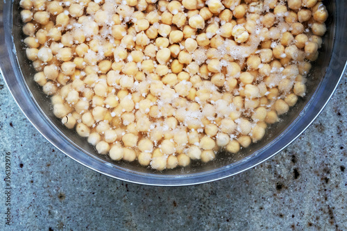 Chickpeas soaked in water for cooking