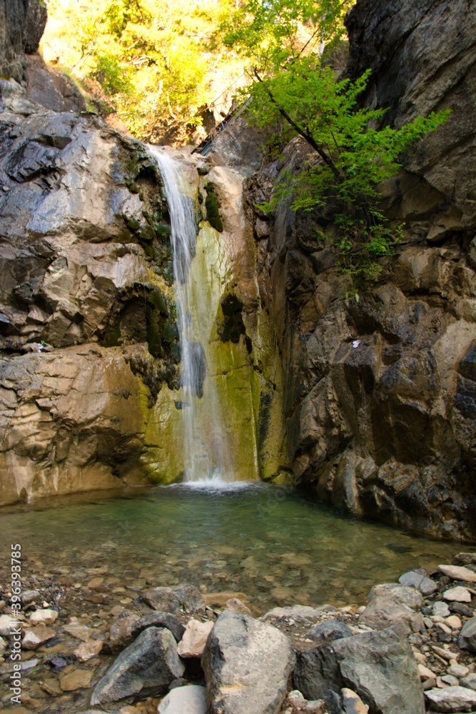 waterfall in the forest in Mesolouri Grevena