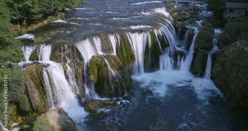 Aerial view of Strbacki buk waterfalll on the Una River in Bosnia photo