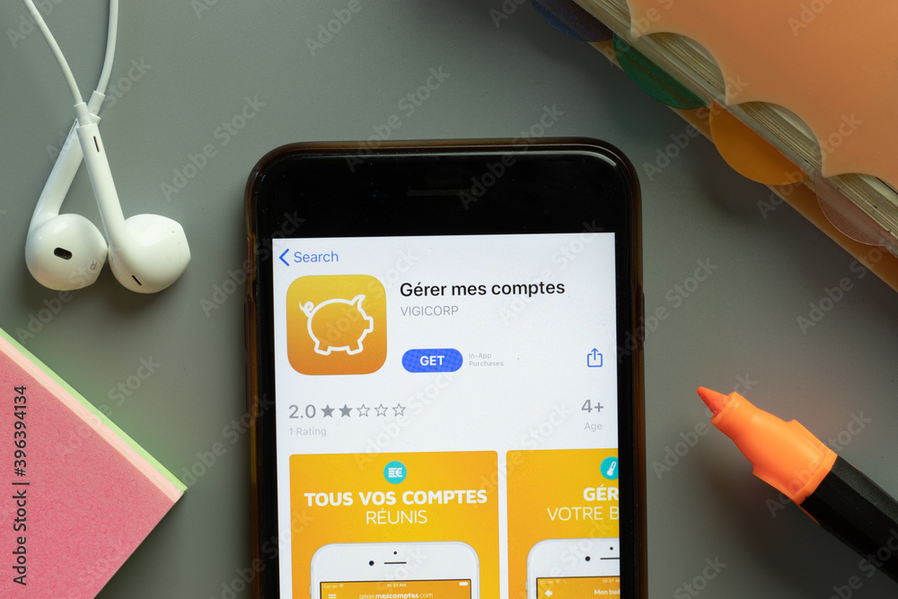 New York USA 1 December 2020 Gerer Mes Comptes Mobile App Icon On New york usa 1 december 2020 gerer mes comptes mobile app icon on