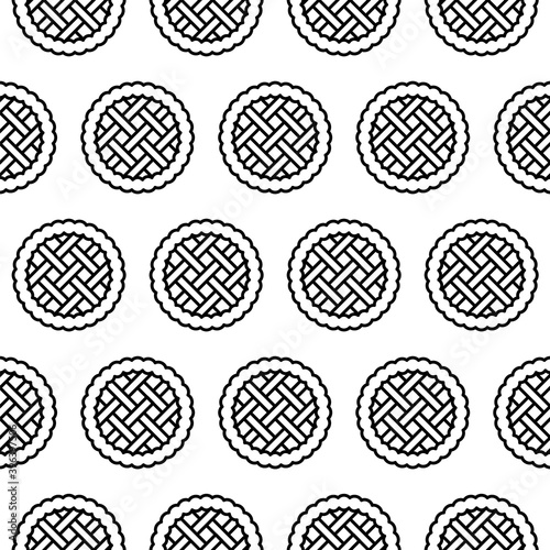 Outline apple pie seamless pattern isolated on white background.