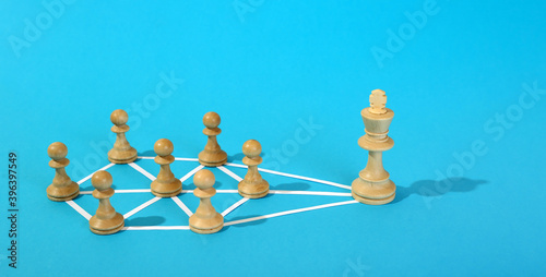 Canvastavla abstract model of the business or community on a blue background