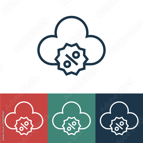 Linear vector icon with discounts on cloud