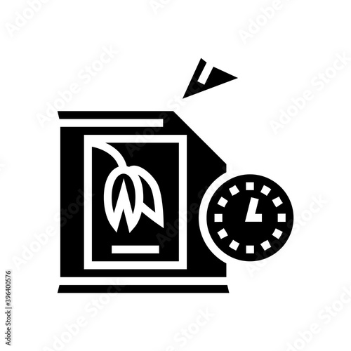 shelf life of oatmeal when opened bag glyph icon vector. shelf life of oatmeal when opened bag sign. isolated contour symbol black illustration