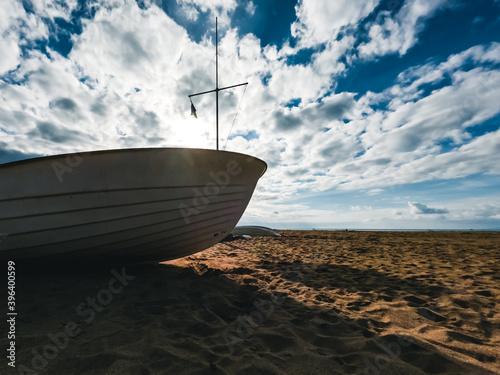 Abandoned boat on the beach