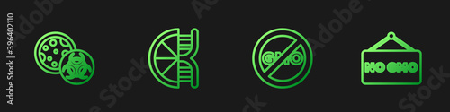 Set line No GMO, , Genetically modified orange and . Gradient color icons. Vector.