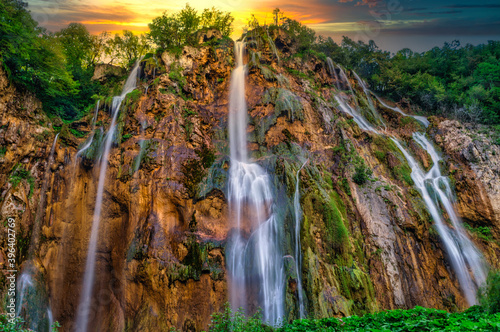 Beautiful waterfalls in Plitvice Lakes, Croatia
