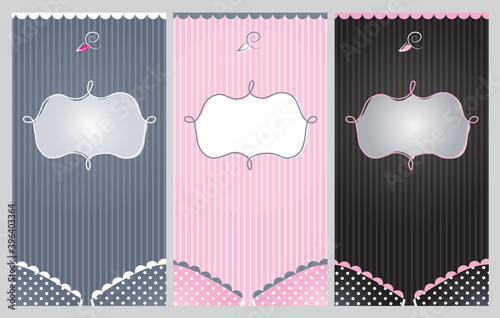 Bra with striped background and space for text. Banners for Pajama Party, lingerie shop or underwear ad