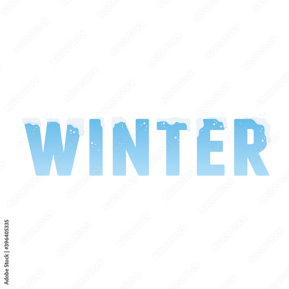 winter word with snow and gradiente color icon