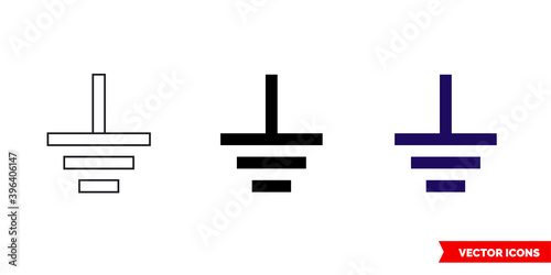 Ground symbol icon of 3 types color, black and white, outline. Isolated vector sign symbol.