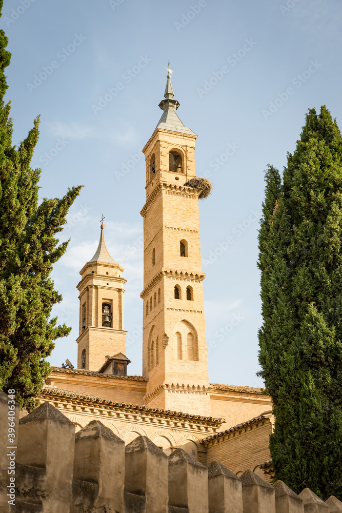 towers of the Collegiate church of Santa Maria in Borja town, province of Zaragoza, Aragon, Spain