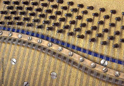 Vintage background. Old piano strings.