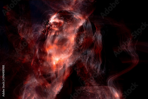 light painting portrait, new art direction, long exposure photo , light drawing at long exposure , abstract photo 