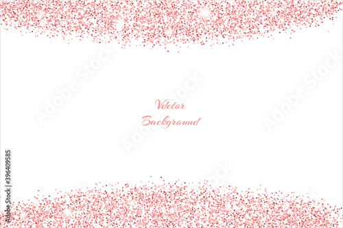 Sparkling falling rose gold dust.Vector horizontal background with glitter and space for text.	