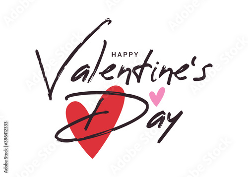 Valentines day brush letter. Valentines day hearts