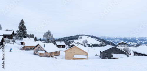 house in the mountains in winter