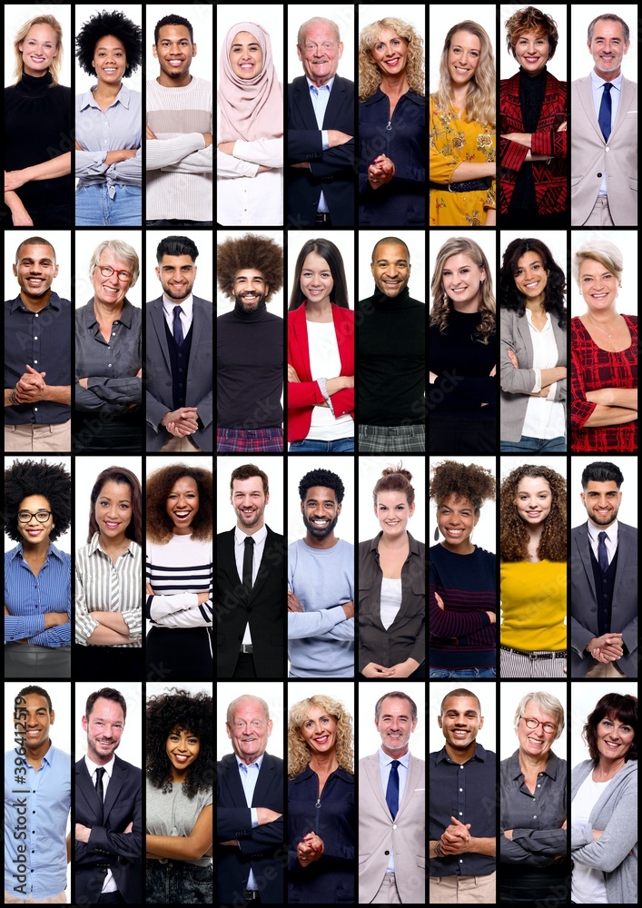 Obraz premium Group of 30 beautiful people in front of a white background