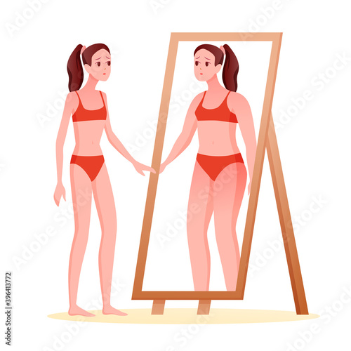 Anorexia eating disorder concept, weight loss obsession