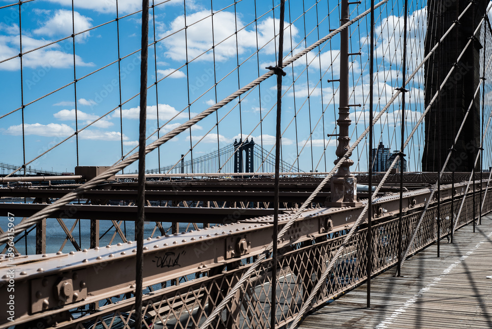 Fototapeta premium Manhattan Bridge from Brooklyn Bridge, New York City, USA