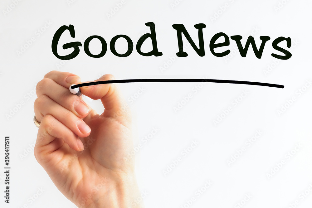Hand writing inscription GOOD NEWS with marker, concept, stock image Hand writing inscription GOOD NEWS with marker, concept, stock image