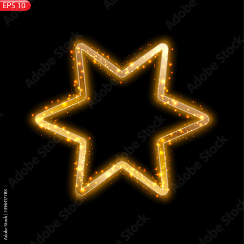 banner. a festive golden, glowing frame that is strewn with gold dust