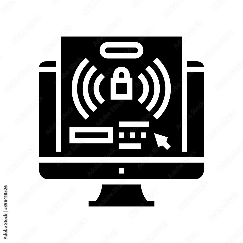 computer password hacking glyph icon vector. computer password hacking sign. isolated contour symbol black illustration computer password hacking glyph icon vector. computer password hacking sign. isolated contour symbol black illustration