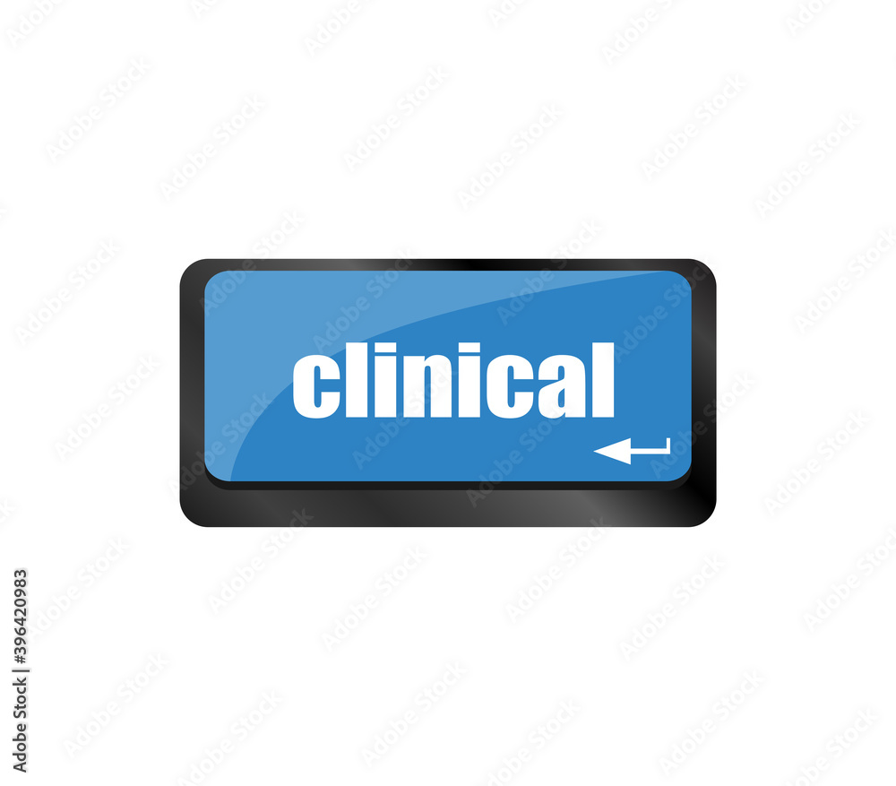 clinical text on laptop computer keyboard,