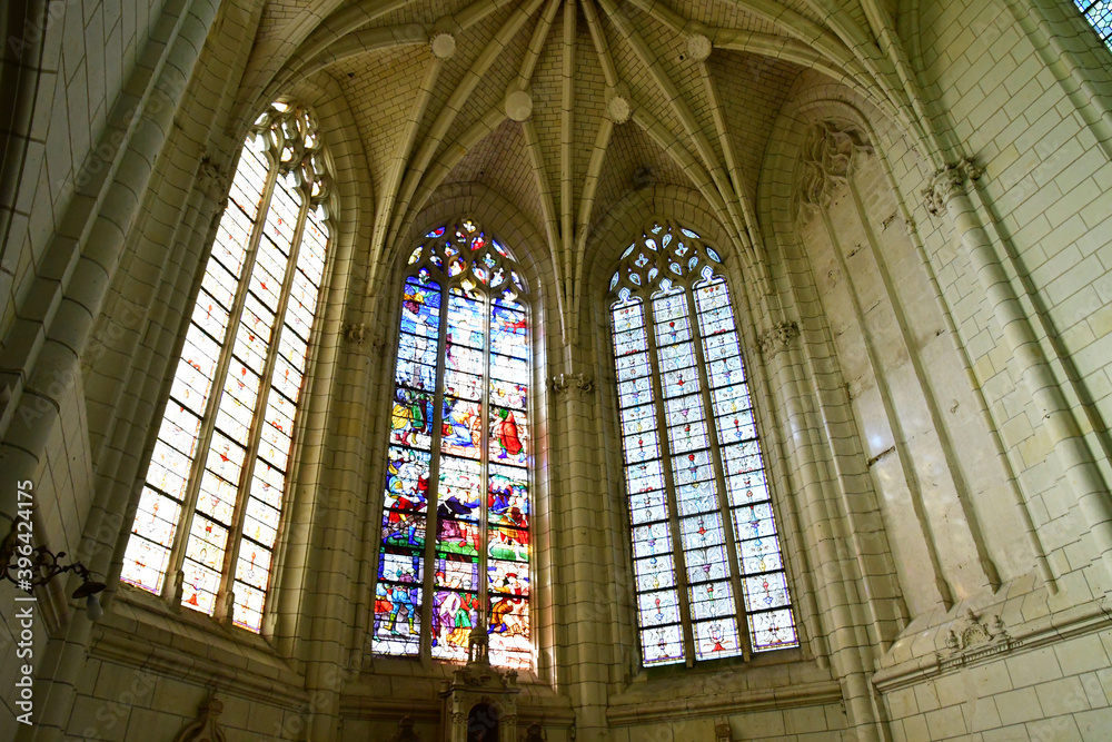 Montresor; France - july 12 2020 : the collegiate church