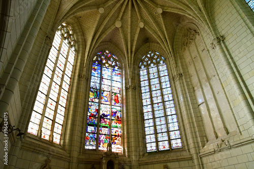 Montresor; France - july 12 2020 : the collegiate church
