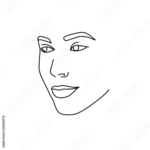 face of a beautiful young woman line art 8