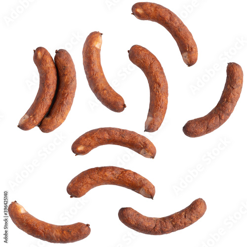 Sort of pork sausages isolated on white