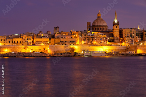 Sunset over the citadella of Valletta, capital city of Malta.