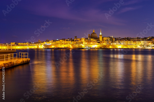 Sunset over the citadella of Valletta  capital city of Malta.