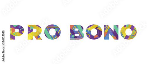 Pro Bono Concept Retro Colorful Word Art Illustration