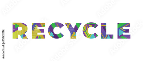 Recycle Concept Retro Colorful Word Art Illustration