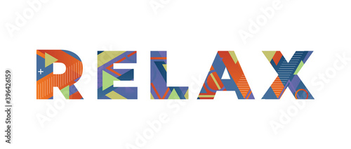 Relax Concept Retro Colorful Word Art Illustration