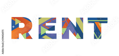 Rent Concept Retro Colorful Word Art Illustration