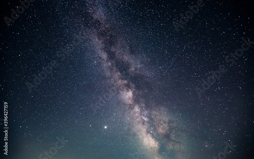 Gorgeous night landscape with bright Milky Way.